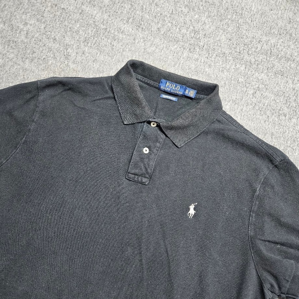 Polo Ralph Lauren Polo Shirt Men XL Black Custom Slim Fit Short Sleeve